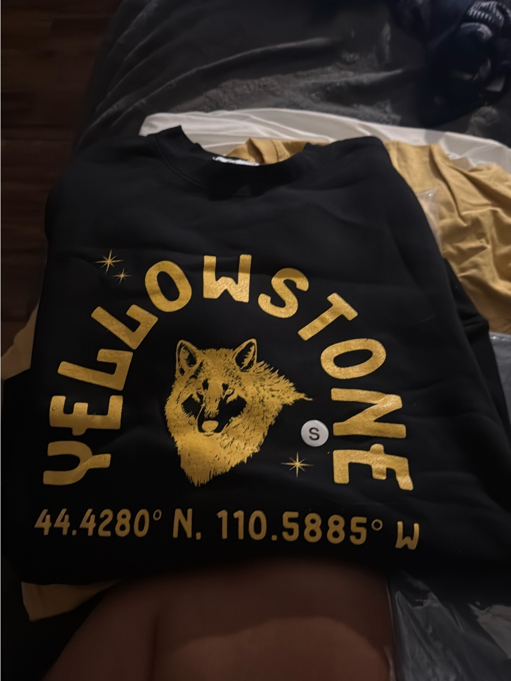Yellowstone Kids Black Sweatshirt with Gold Wolf Graphic